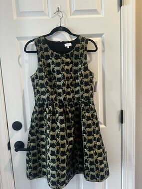Women’s Crown & Ivy Black & Gold Zebra Jacquard Fit-and-Flare Dress